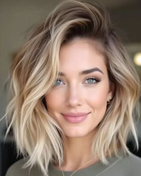 Long bob hairstyle 20 voluminious beachy blonde lob